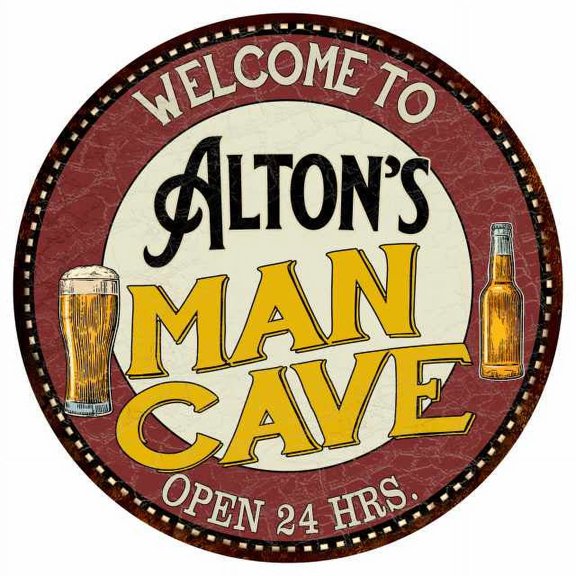 Alton's Man Cave 14" Round Metal Sign Kitchen Bar Wall Decor 100140035121
