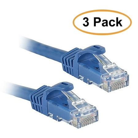eDragon 3 Pack FLEXboot Series Cat6 24AWG UTP Ethernet Network Patch Cable, 3 Feet, Blue