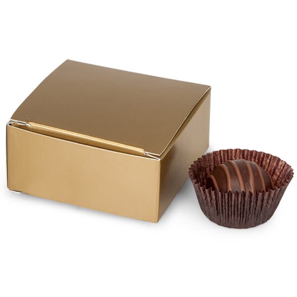 50 PK, Matte Gold Candy Truffle Boxes 25/8 x 23/4 x 11/4" Holds 4