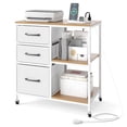 thumbnail image 1 of Gymax 3 Drawer Mobile File Cabinet w/Charging Station Open Storage Shelves for Home, 1 of 10