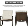 thumbnail image 5 of TOTAL 3 Piece Rocking Chair Patio Bistro Set Balcony Chairs Iron Conversation Sets Outdoor Furniture with Glass Coffee Table for Porch Poolside Lawn (White, Curved Armrest), 5 of 7