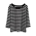 thumbnail image 4 of Girls Dress Shirt Tween Girl Clothes Girls Casual Long Sleeve T Shirts Basic Crewneck Striped Tunic Blouses Tops Kids Fall Tops Tees Black 1-2 Years, 4 of 5