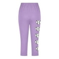 thumbnail image 2 of Juslio Girls Pants Kids Girls Fashion Baesball Print Summer Leisure Yoga Leggings Sports Cropped（Purple Capris， 6 Years）, 2 of 4