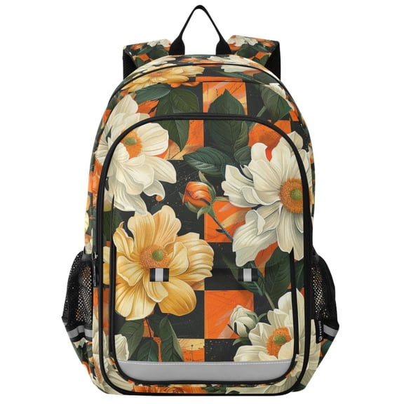 FORMRS Unisex School Backpack 17" Student Travel Bag with Laptop Compartment, Bright Floral