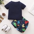 thumbnail image 4 of Otqutp Birthday Clothing Sets for Toddler Boys Short Sleeve Cartoon Dinosaur Prints T Shirt Tops Shorts Child Kids Outfits for 0 to 18 Months, 4 of 6