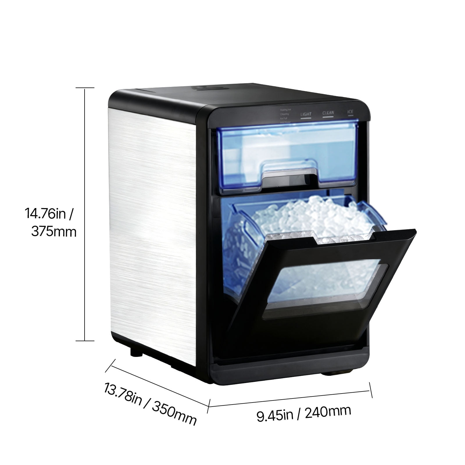 KFFKFF Countertop Ice Maker, 44 lbs Daily Capacity, Self-Cleaning Portable Machine with Scoop, Drawer-Style Access, Nugget Ice Maker for Home, Kitchen, Office, Bar & Gatherings