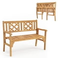 thumbnail image 2 of Costway Patio Outdoor Solid Wood Bench Folding Loveseat Chair Park Garden Deck Furniture, 2 of 10