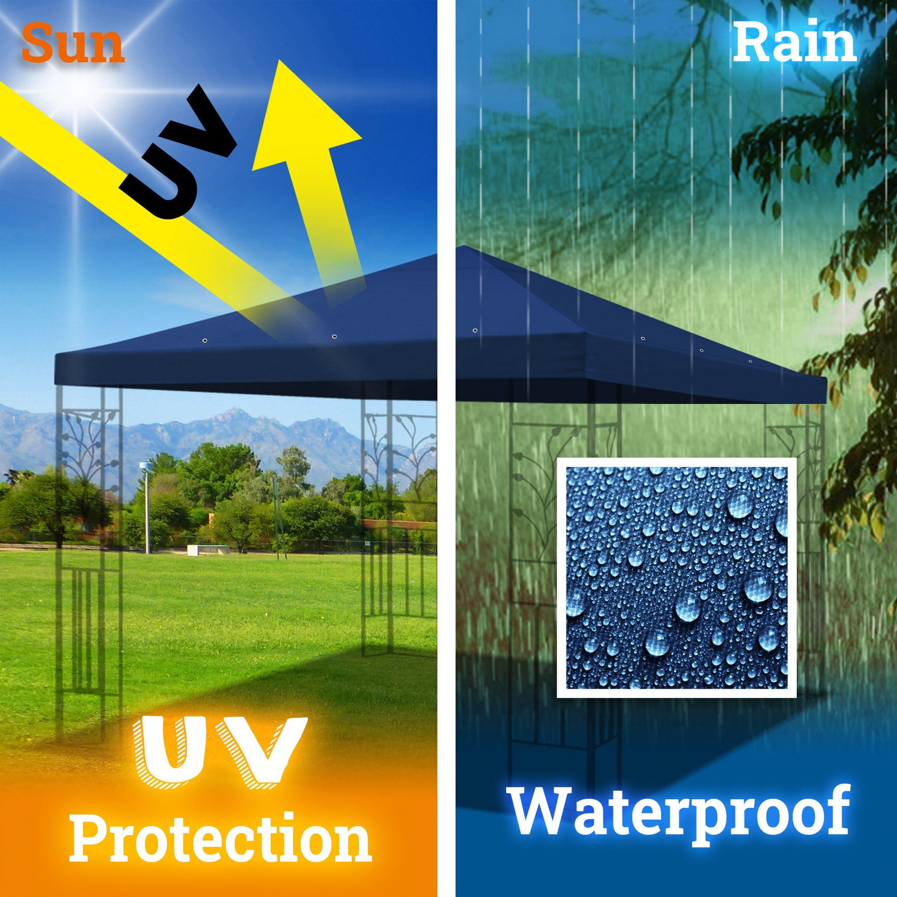 SUNRISEUMBRELLA 119“”x119” Gazebo Replacement Canopy Top Single Tier Canopy Top Cover(#18)