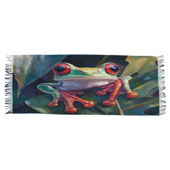 BZSMCE Women Scarf Green Frog Plainting Simple Pattern Soft Warm Long Large Scarves