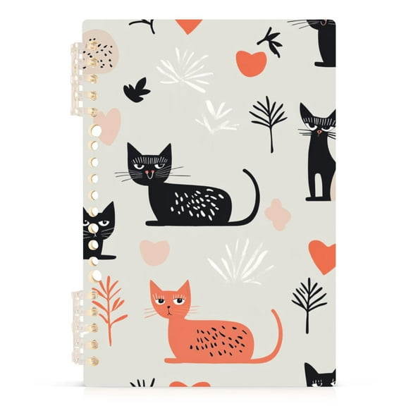 Playful Cat Pattern Lined Spiral Journal Notebook 60 Pages A5 College Ruled Journals for Writing