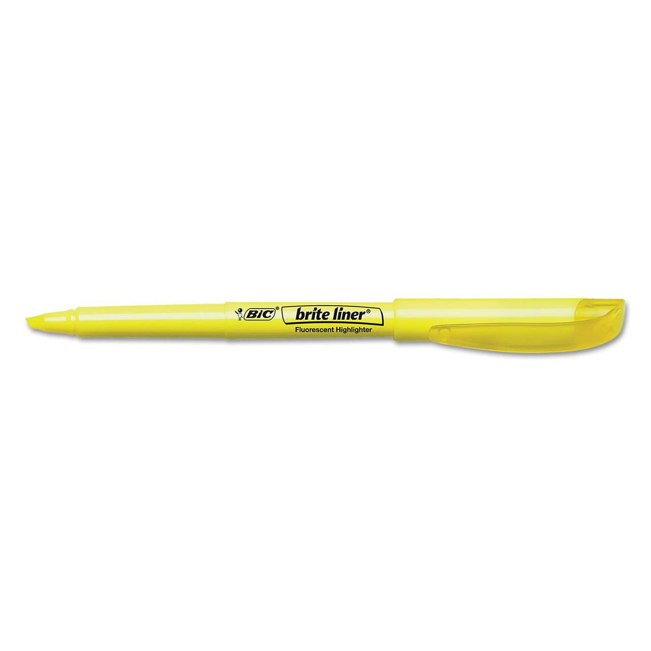 BIC Brite Liner Highlighter, Chisel Tip, Fluorescent Yellow, 12pk. -Pack of 2