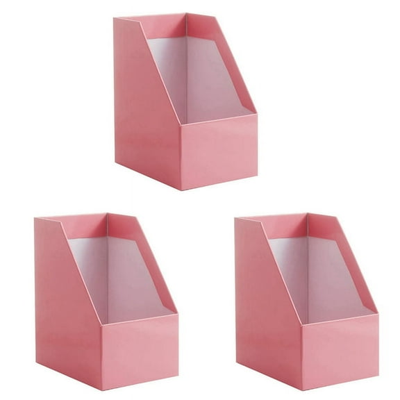 3X Kraft Paper Magazine Rack Bookend Large Book Stand File Holder Foldable Documents Organizer Office Storage Rack