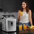 thumbnail image 4 of FREE VILLIGE Nugget Ice Maker Countertop with Soft Chewable Ice, Portable Sonic Ice Maker with Basket and Scoop, Removable Top Cover, Auto-Cleaning for Home/Party/RV/Camping (Stainless Steel Silver), 4 of 9