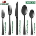 thumbnail image 6 of VeSteel 10-Piece Matte Black Silverware Set, Stainless Steel Flatware Set Service for 2, Metal Cutlery Eating Utensils Tableware Includes Forks/Spoons/Knives, 6 of 7