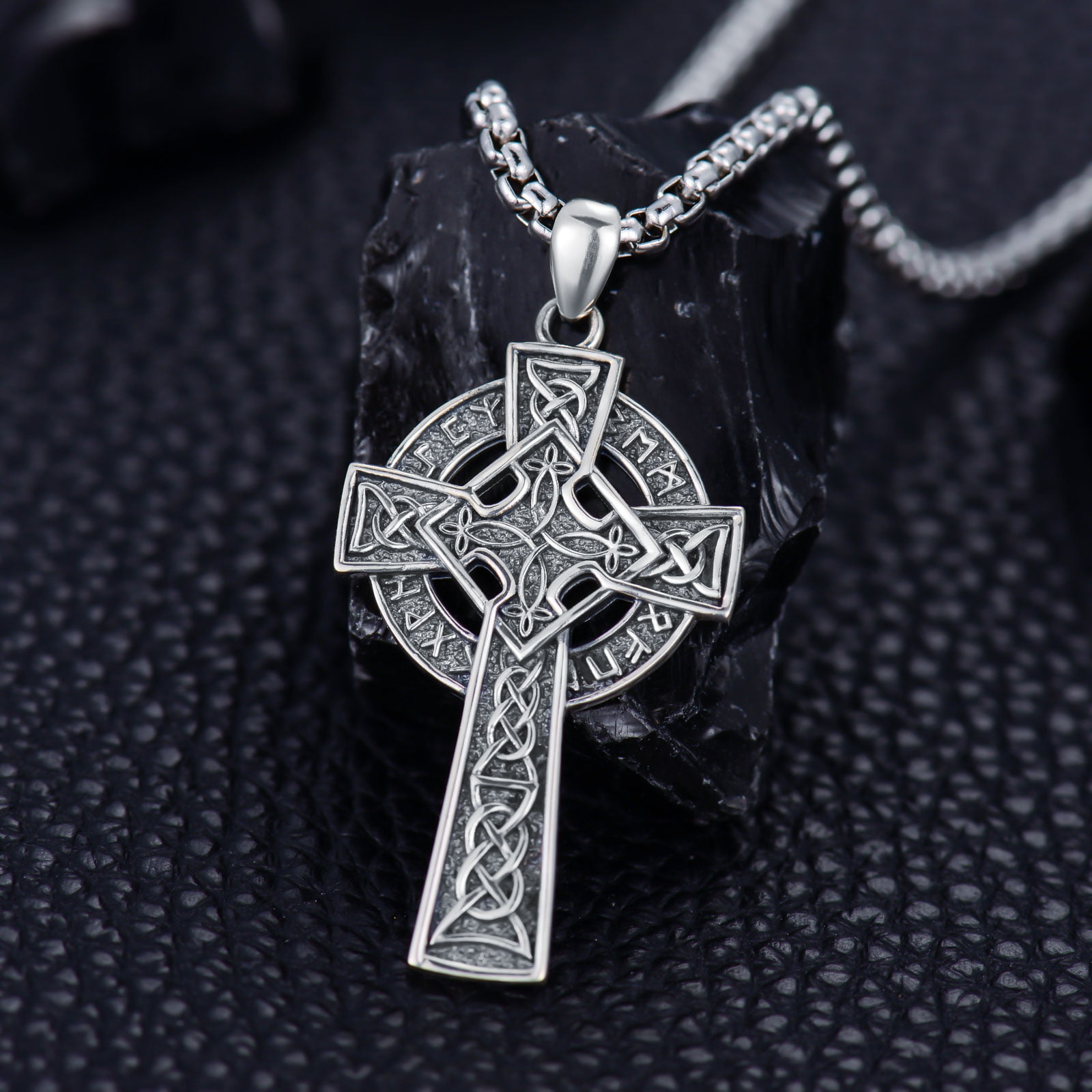 Men's Sterling Silver Celtic Crucifix Necklace SX0890
