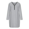 thumbnail image 3 of IROINNID Women's 2024 Summer Casual Long Sleeve V-Neck Smocked Tiered Short Dress, 3 of 5