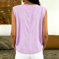 thumbnail image 6 of TEAJOPSUU Tank Tops for Women Round Neck Sleeveless Summer Shirts Cotton Linen Blend Tie Front Solid Color Tank Tops Loose Fit Casual Blouses Purple, 6 of 7