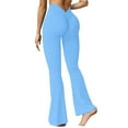 thumbnail image 2 of QIJUNTUO ​Women Wide Leg Yoga Trousers Stretch Comfort Flare Leggings High Waisted Tummy Control Dressy Athletic Work Pants​ Blue, 2 of 9