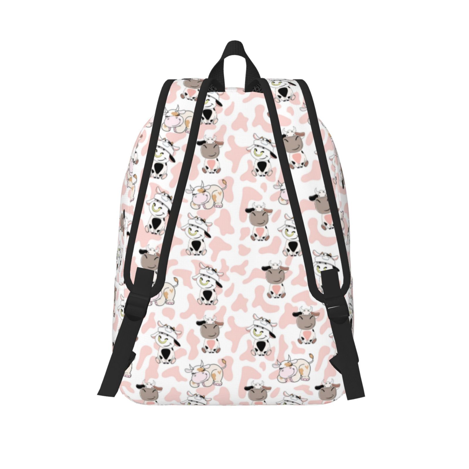 Picia Cute Cartoon Cows Printed Canvas Daypack - Stylish and Durable Vintage Compact Backpack - Class, Work, Travel, or Laptop Bookbag,Organized Compartments-Small