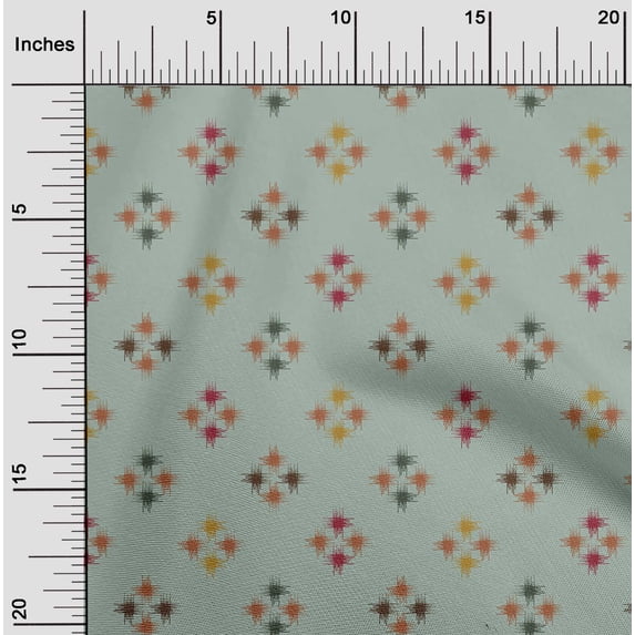 oneOone Cotton Silk Fabric Geometric Line Ikat Print Sewing Fabric BTY 42 Inch Wide