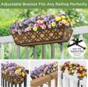 Y&M 24 Inch Window Deck with Nonwoven Fabric Liner, 24" Boxes Horse Trough Coco Basket Railing Planter Metal Hanging Flower for Outdoor Garden Fence Lawn, 4packs