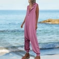 thumbnail image 5 of Baqcunre Jumpsuits for Women Overalls Casual Loose Sleeveless Hooded Bib Cuffed Jumpsuit with Pockets Womens Fashion Pants for Women One Piece Jumpsuit Womens Clothes Purple L, 5 of 5