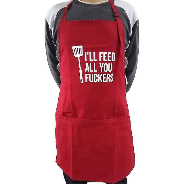 3 Pockets Adjustable Bib Apron Thicker Version Waterproof With Extra Long Ties Cooking Kitchen Aprons For Bbq Drawing, Women Men,chef Red
