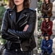 thumbnail image 2 of Abrigo liso de otoño para mujer, prendas de vestir de piel sintética, traje con cremallera, chaqueta corta fina a la moda para primavera y otoño para mujer, 2 of 5