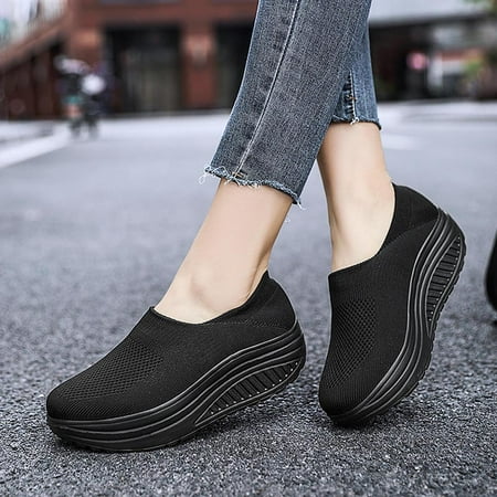 Up to 30% off  Zanvin Women s Fashion Sneakers Clearance Shoes for Women Non Slip Running Shoes Plus Size Breathable Mesh Sports Shoes Thick Soled Shoes  Black  Size 6.5