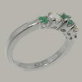 thumbnail image 3 of LBG British Made 14k White Gold Natural Emerald & Opal Womens Engagement Ring - 33 size options - Size 7, 3 of 6
