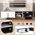 thumbnail image 3 of PAPROOS TV Stand for 70 inch tv, TV Cabinet with Drawer & Door, Living Room Media Console Table with Open Shelves, Entertainment Center Television Stand for Living Room, Bedroom, White & Brown, 3 of 9