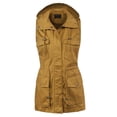 thumbnail image 1 of A2Y Women's Solid Drawstring Waist Zipper Pockets Military Utility Hoodie Vest Mustard XL, 1 of 3