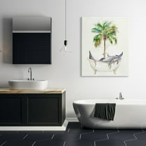 Stupell Tropical Dolphins Bathroom Tub Animals & Insects Painting Gallery Wrapped Canvas Print Wall Art