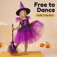 thumbnail image 6 of LYHaoo 4PCS Witch Costume for Girls Halloween Tulle Dress with Hat Broom Thigh Socks Party Dress Up Outfits(6-7 Years), 6 of 6