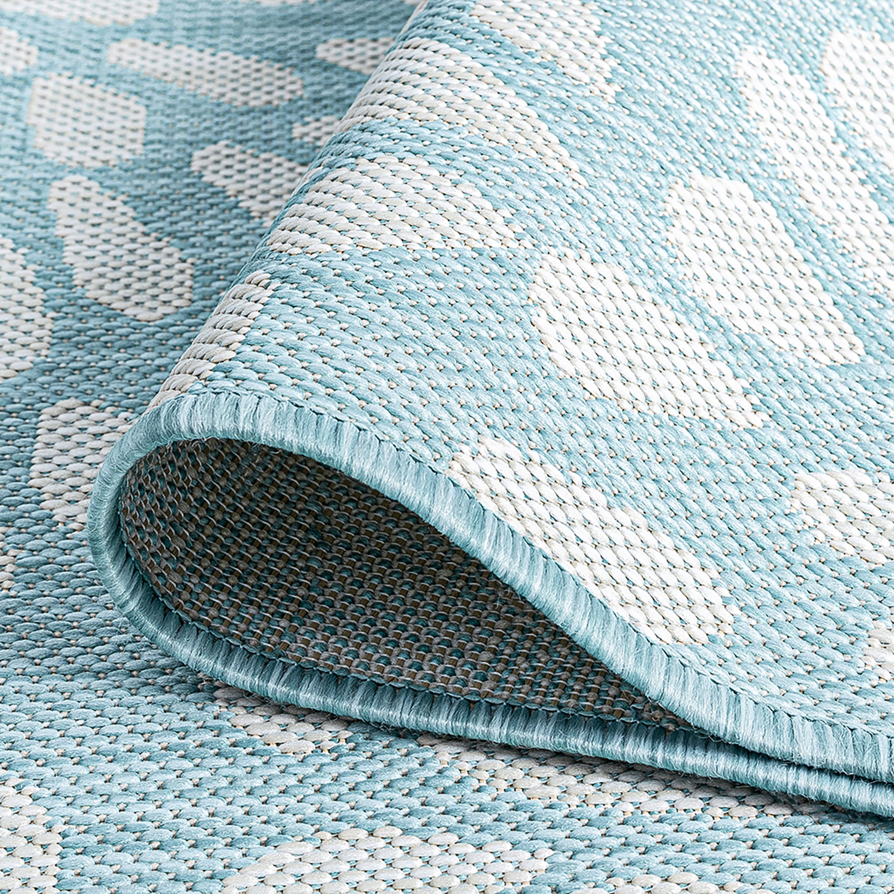 5x8 Water Resistant, Indoor Outdoor Rugs for Patios, Front Door Entry, Entryway, Deck, Porch, Balcony | Outside Area Rug for Patio | Aqua, Floral | Size: 5'3'' x 7'3''
