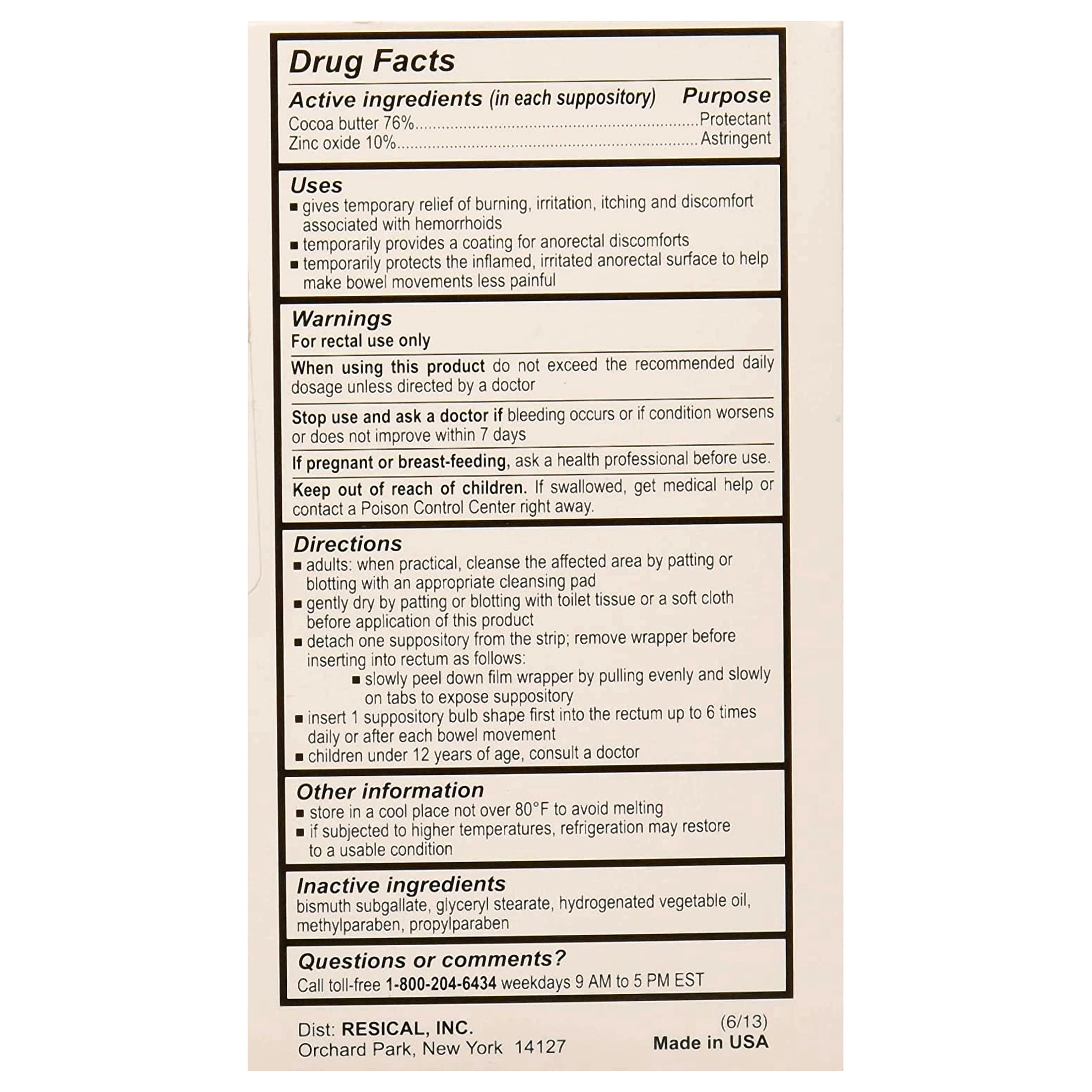 Calmol-4 Calmol 4 Hemorrhoidal Suppositories 12 Each (Pack of 2)