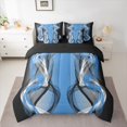 thumbnail image 2 of Feelyou Blue Black Striped Bedding Comforter Set 7pcs, Boho Abstract Stripes Queen Bedding Sets, Contemporary Modern Abstract Reversible Queen Sheet Sets, Lightweight Room Decor, 2 of 8