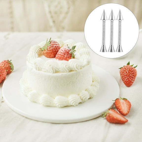 SEWCHICS 3Pcs Aluminium Alloy Flower Nail Cake Decorating Tool for Baking Pastry Silver