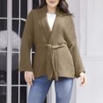 thumbnail image 2 of Lightweight Cardigans Sweater for Women Loose Casual Long Sleeve Open Front Sweater Solid Color Knitted Coats (Khaki M), 2 of 6