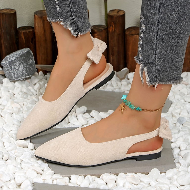 Womens Beige Suede Slingback Casual Shoes Emarra Beige Suede Slingback Court Shoes | SIMMI London main image 4