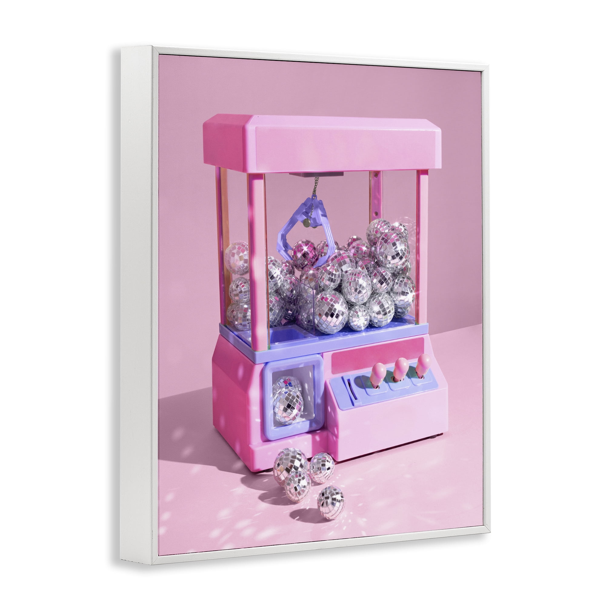 Stupell Industries Disco Ball Claw Machine White Framed Giclee Art, design by LISH Creative