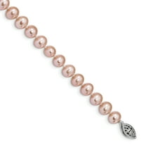 Primal Silver Sterling Silver Rhodium-plated 6-7mm Pink Freshwater Cultured Pearl Bracelet