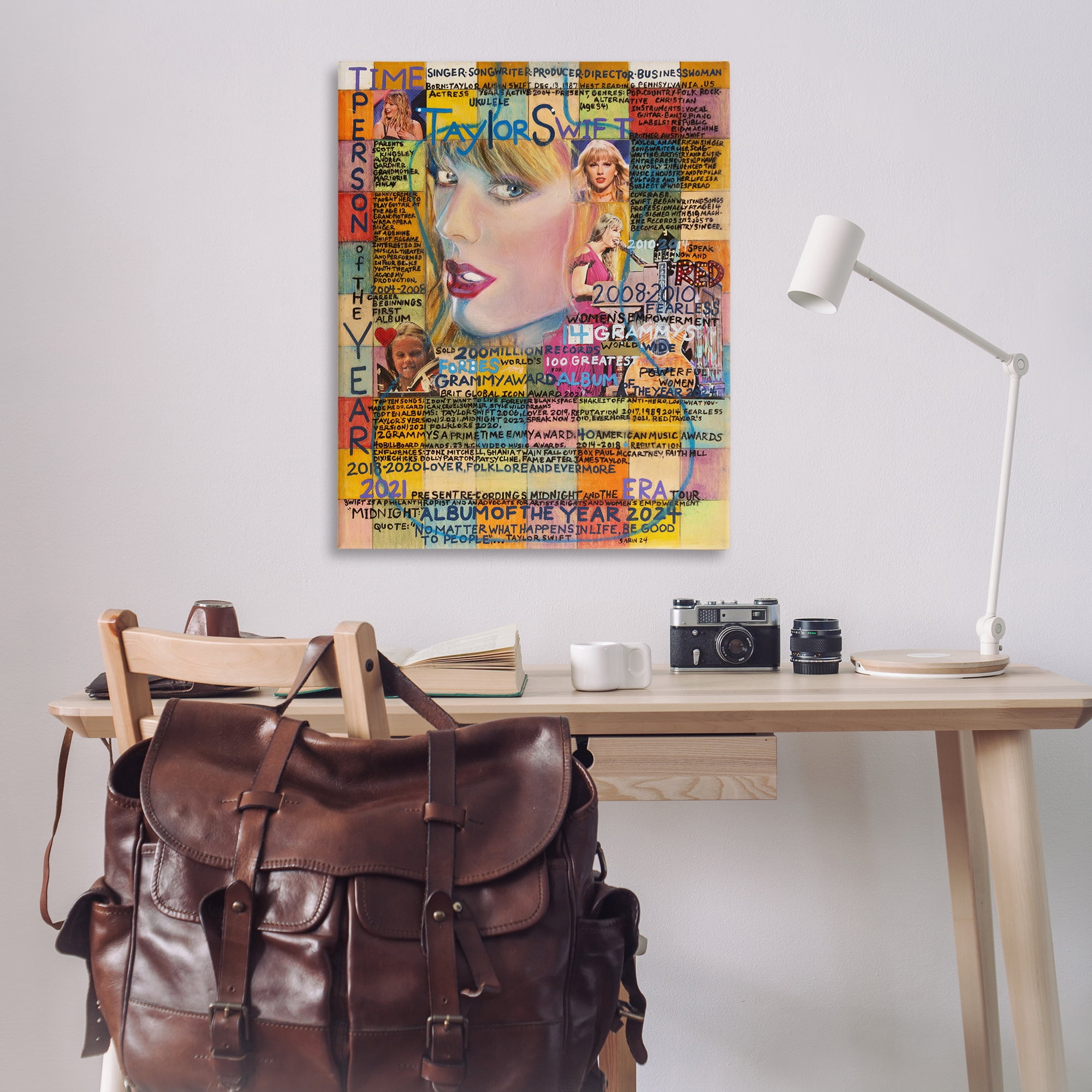 Stupell Industries Taylor Musician Collage People Drawing Wrapped Canvas Art Print Wall Art, 36 x 48