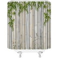 thumbnail image 3 of Bamboo Shower Curtain Japanese Asian Green Leaf Plant Nature Fabric Bathroom Curtain Set with Hooks(72" Wx84 H), 3 of 3