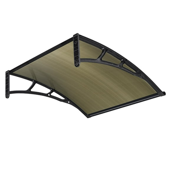 Yescom 40"x40" Door Window Awning Whole One-piece Polycarbonate UV50+ Outdoor Rain Snow Protection Patio Brown Board