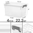 Citylife 22.2 Qt 4 Packs Plastic Storage Bins with Lids Large Stackable