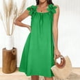 thumbnail image 4 of HBGVBA Women's Summer Mini Dress,Plus Size Short Sleeve Dresses,Summer Solid Color Lace Cami Round Neck Loose Midi Dress, 4 of 5