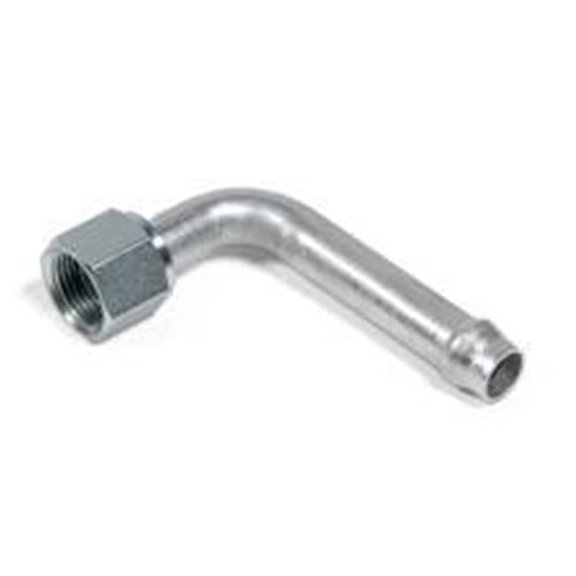 90 deg 0.5 in. Hose Barb to 8 AN Female O-Ring Aluminum Hose End Fitting, Natural