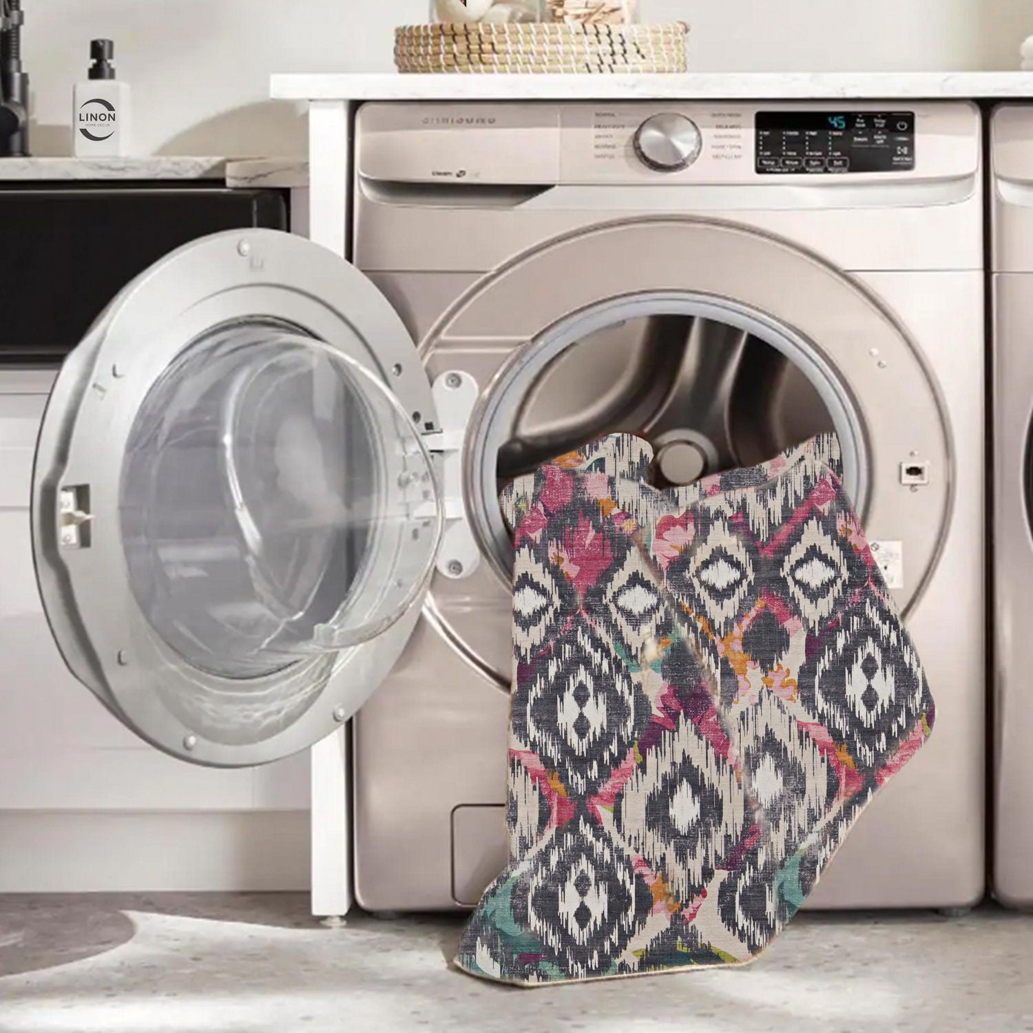 Tapis d'extérieur lavable Grayton ivoire & anthracite 5 pi x7 pi