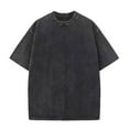 thumbnail image 2 of Zimjoy Mens Black Tshirt Casual Washed Cotton T Shirts for Men Loose Fit Short Sleeve Heavyweight T Shirts for Men Crewneck Vintage Men's Clothing, Black 3XL, 2 of 8